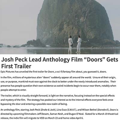 Josh Peck Lead Anthology Film 